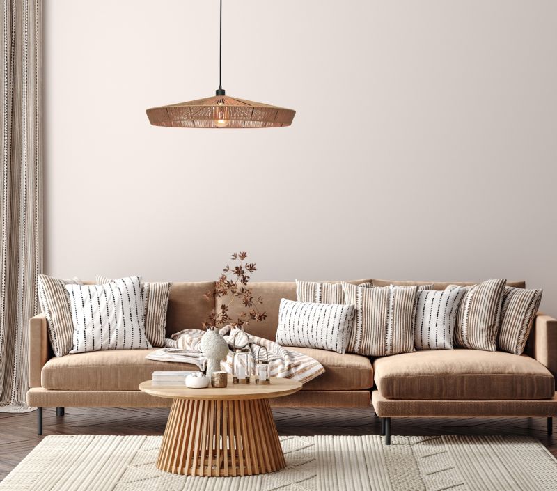 Lucide YUNKAI - Závesné svietidlo - Ø 70 cm - 1xE27 - Prírodné